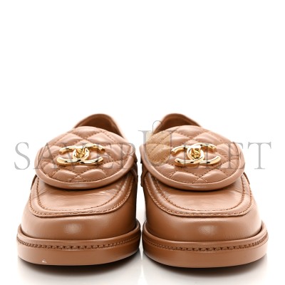 CHANEL QUILTED LEATHER CC TURNLOCK LOAFERS 
